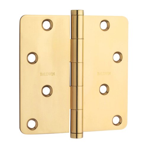 4" x 4" 1/4" Radius Door Hinge in Lifetime PVD Polished Brass (Sold Individually)