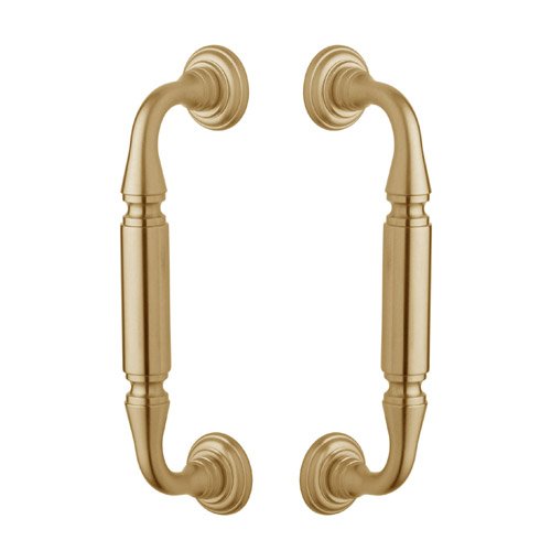 8" Centers Back to Back Glass Door Pull with Rosettes in Satin Brass
