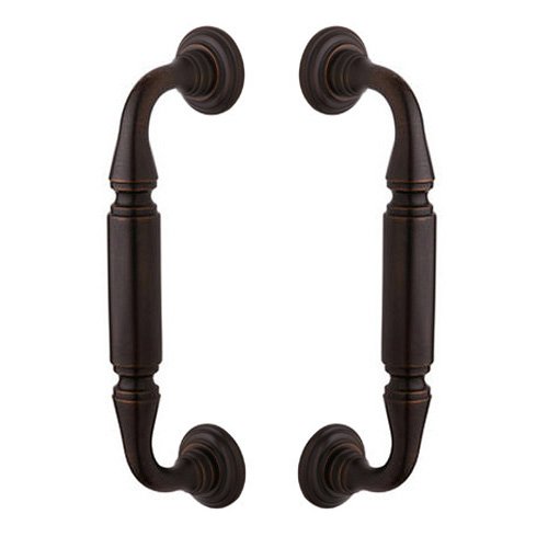 8" Centers Back to Back Glass Door Pull with Rosettes in Venetian Bronze