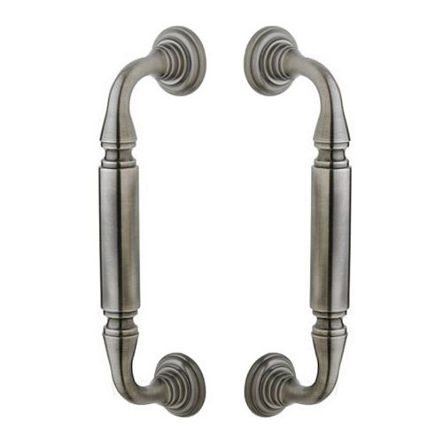 8" Centers Back to Back Glass Door Pull with Rosettes in Antique Nickel