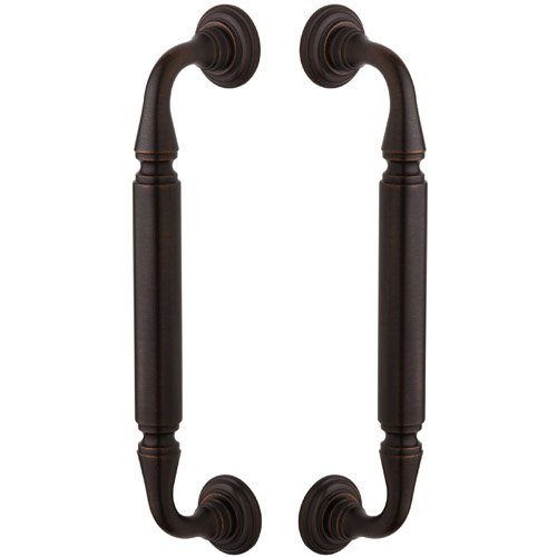 10" Centers Back to Back Glass Door Pull with Rosettes in Venetian Bronze
