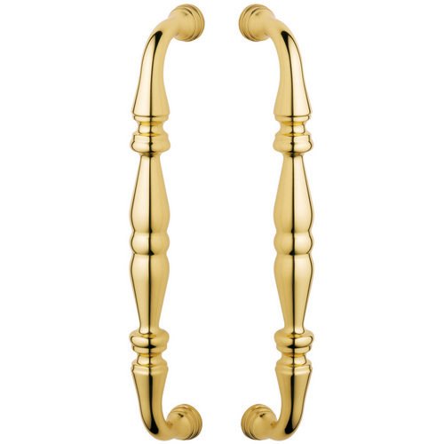 10" Centers Back to Back Surface Mounted Hollow Metal Door Pull in Lifetime PVD Polished Brass