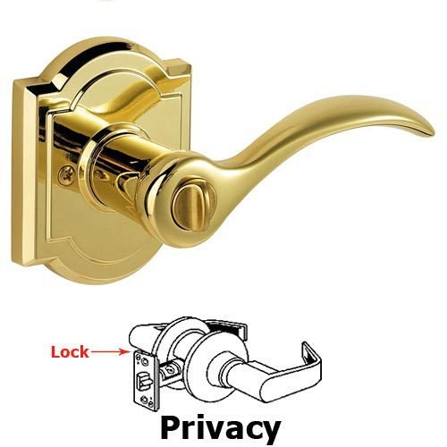 Privacy Tobin Door Lever in Polished Brass