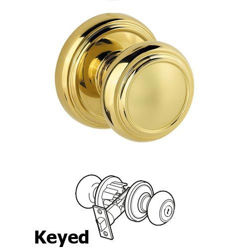 Keyed Alcott Door Knob in Polished Brass