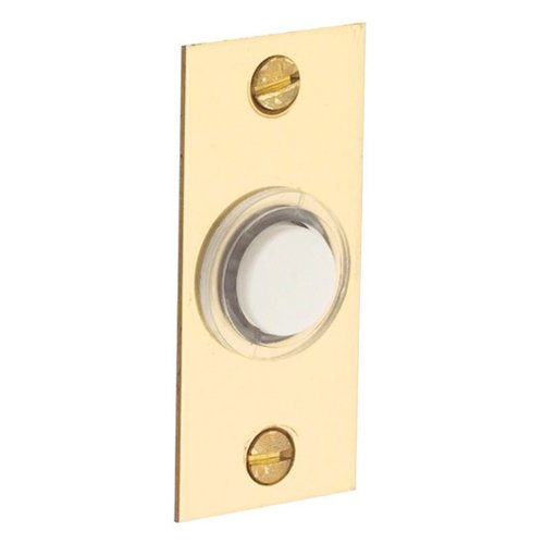 2 1/4" x 1" Rectangular Bell Button in Unlacquered Brass