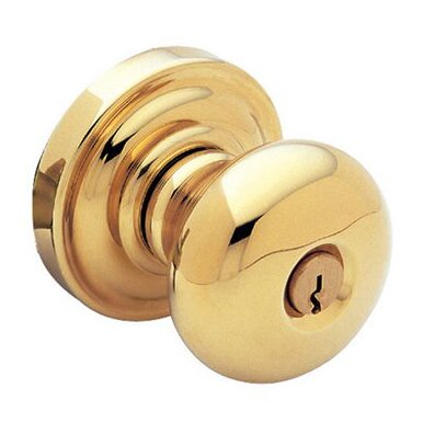 Keyed Entry Door Knob with Rose in Unlacquered Brass