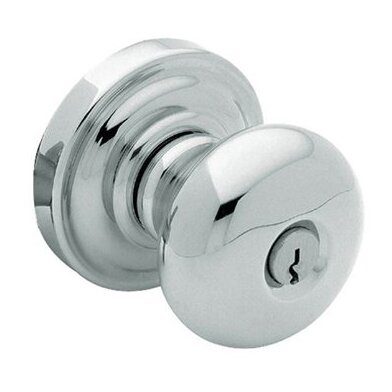 Keyed Entry Door Knob with Rose in Polished Chrome