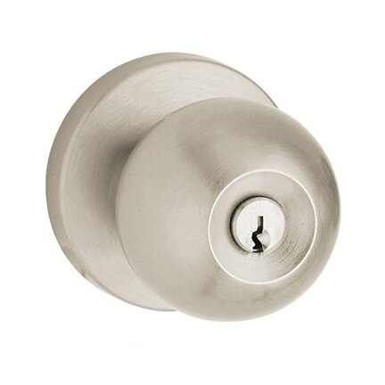 Keyed Entry Door Knob with Rose in Lifetime PVD Satin Nickel