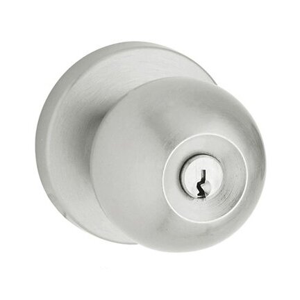 Keyed Entry Door Knob with Rose in Satin Chrome