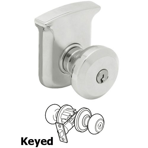 Keyed Entry Door Knob with Rose in Satin Chrome