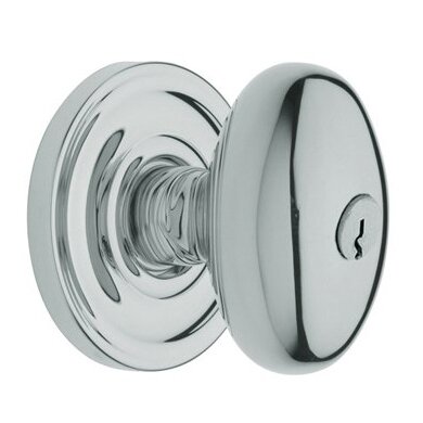 Keyed Entry Door Knob with Classic Rose in Polished Chrome