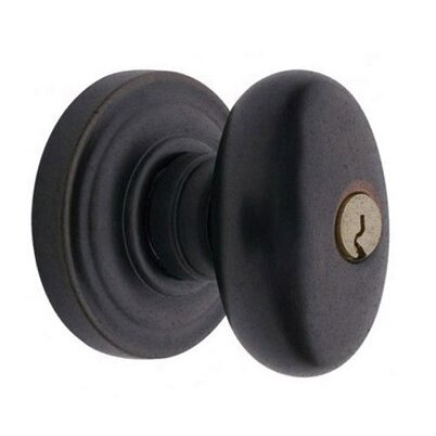 Keyed Entry Door Knob with Classic Rose in Distressed Oil Rubbed Bronze