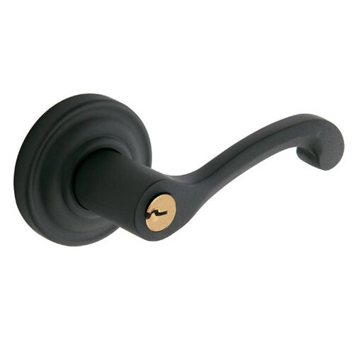 Right Handed Keyed Entry Door Lever with Rose in Satin Black