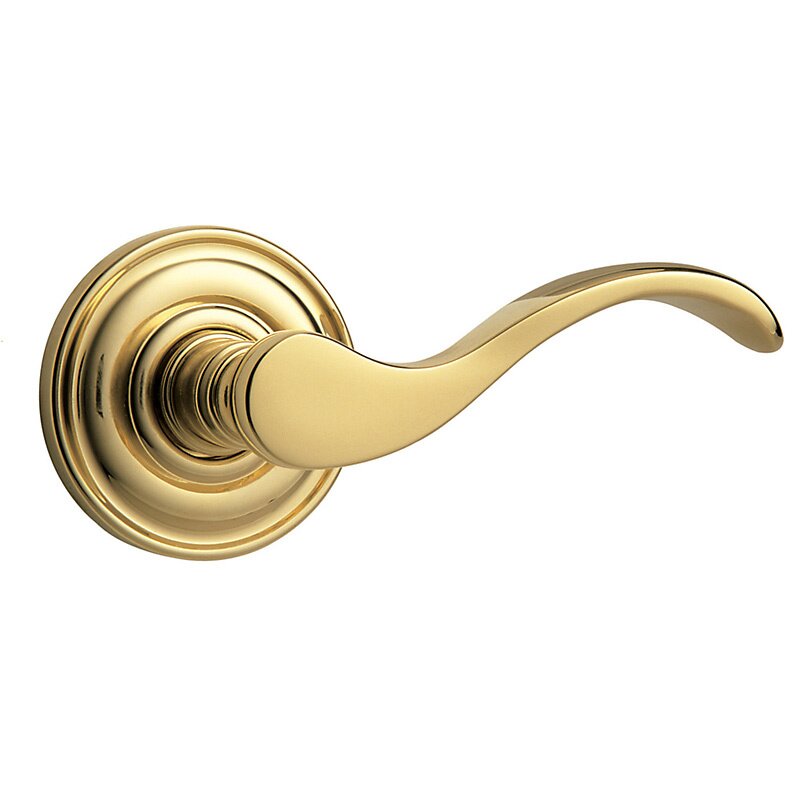 Oversized Full Dummy Door Lever with Classic Rose in Lifetime PVD Polished Brass