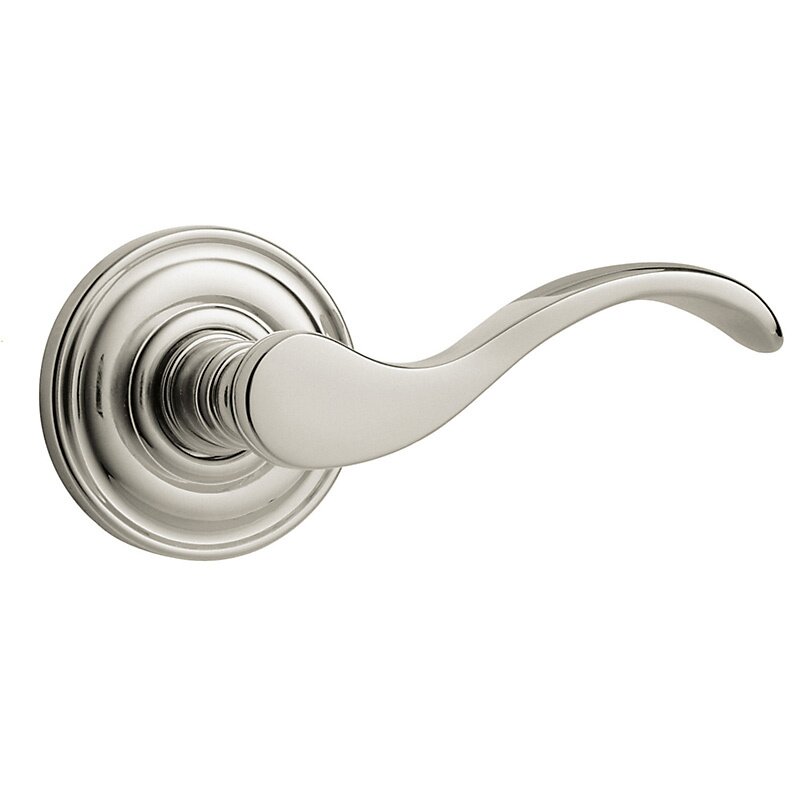 Oversized Full Dummy Door Lever with Classic Rose in Lifetime PVD Polished Nickel