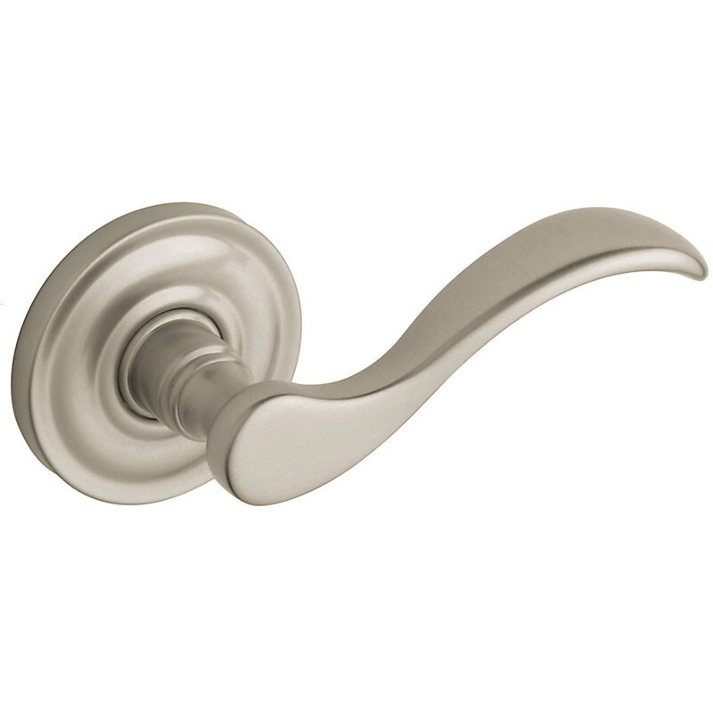 Oversized Full Dummy Door Lever with Classic Rose in Lifetime PVD Satin Nickel
