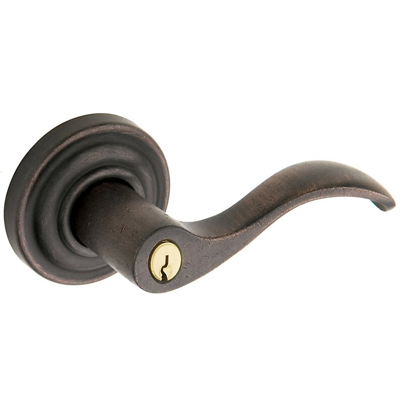 Right Handed Keyed Entry Door Lever with Classic Rose in Distressed Oil Rubbed Bronze