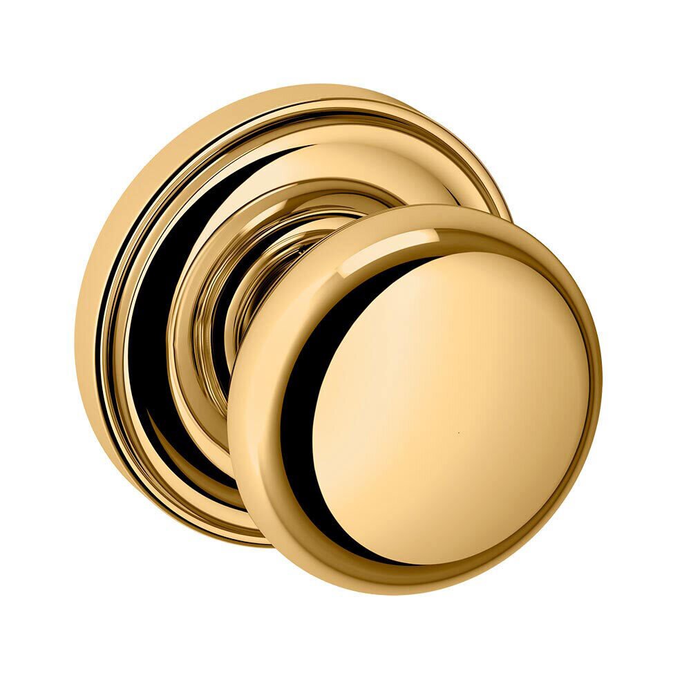 Passage Door Knob with Rose in Lifetime PVD Polished Brass