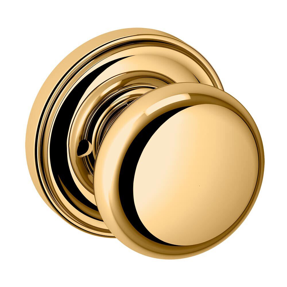 Privacy Door Knob with Rose in Lifetime PVD Polished Brass