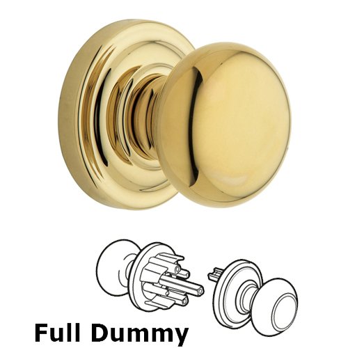 Full Dummy Door Knob with Rose in Polished Brass