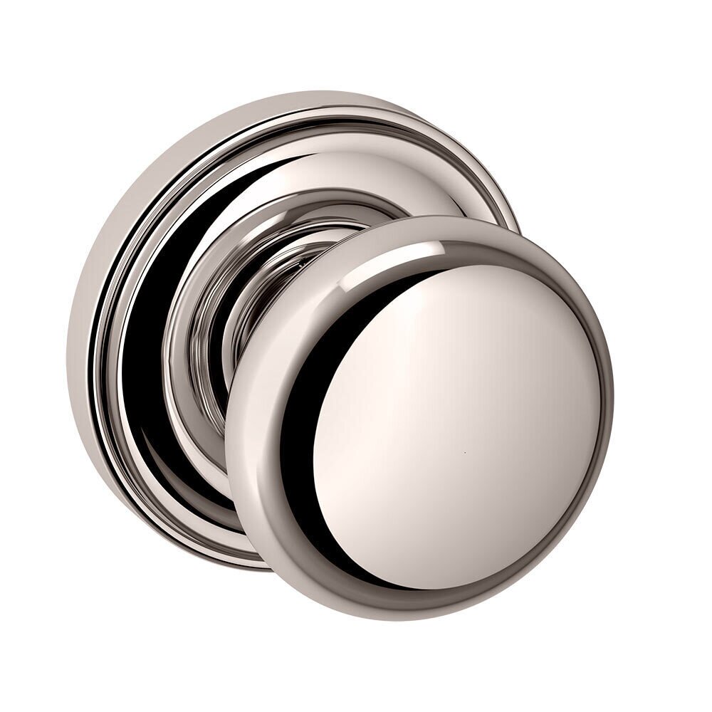 Single Dummy Door Knob with Rose in Lifetime PVD Polished Nickel