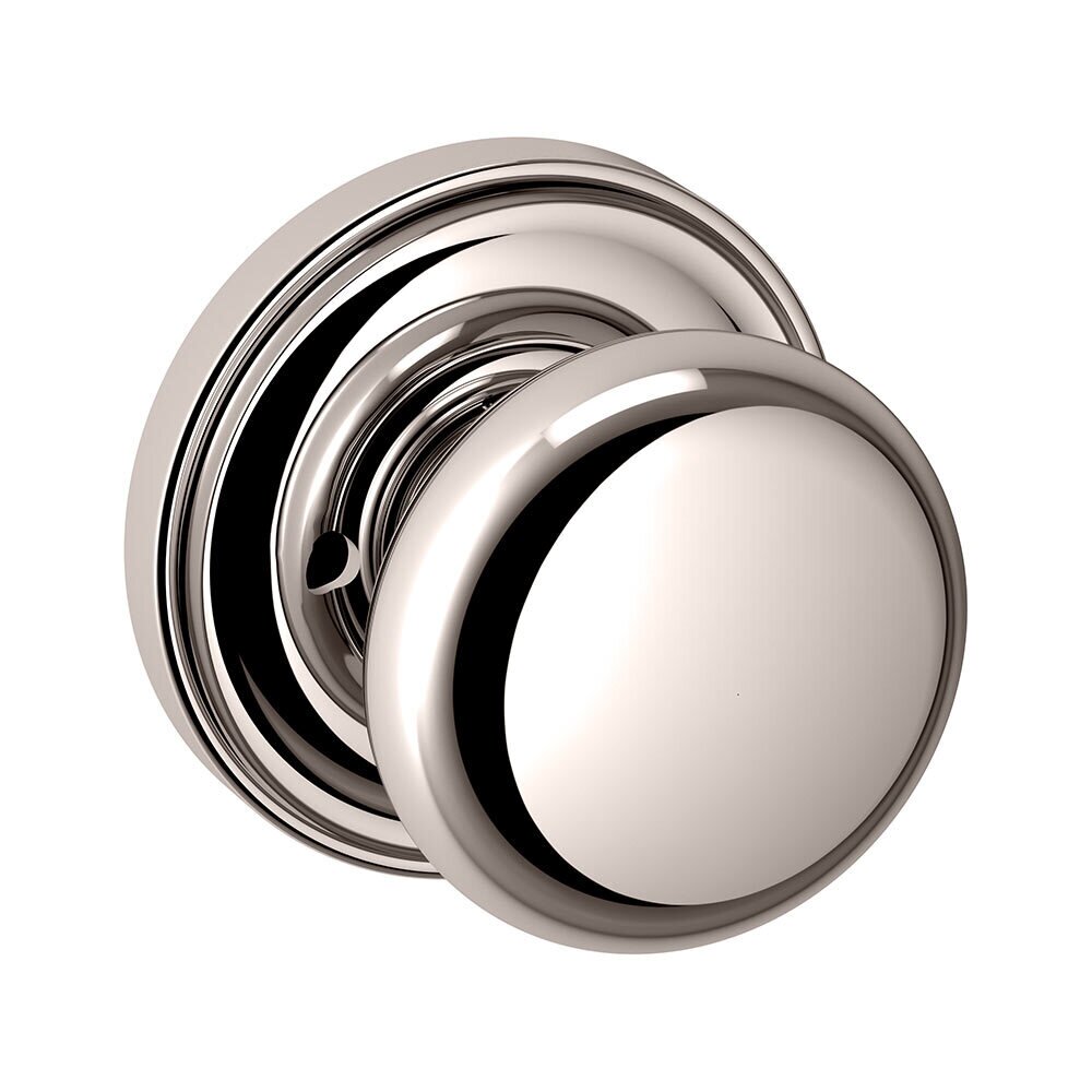 Privacy Door Knob with Rose in Lifetime PVD Polished Nickel