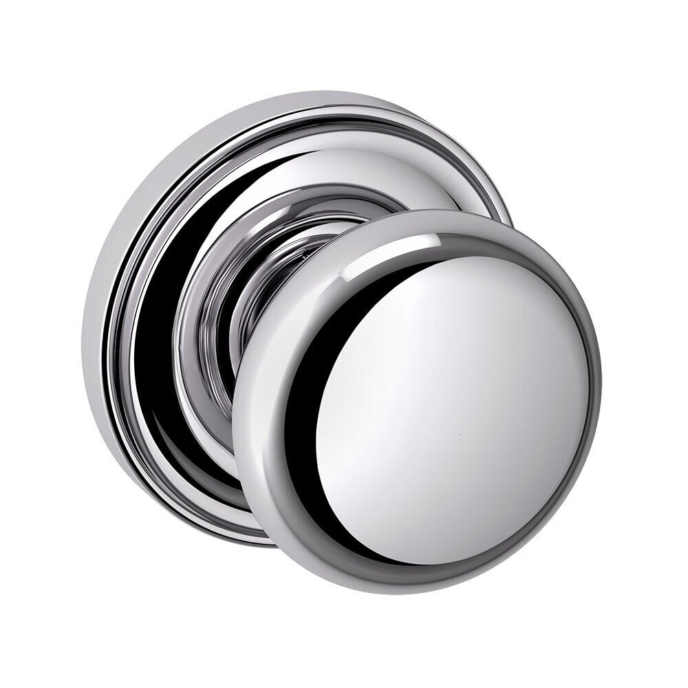 Single Dummy Door Knob with Rose in Polished Chrome