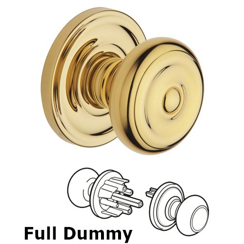Full Dummy Door Knob with Classic Rose in Polished Brass