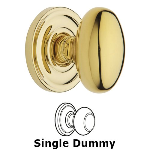 Single Dummy Door Knob with Classic Rose in Polished Brass