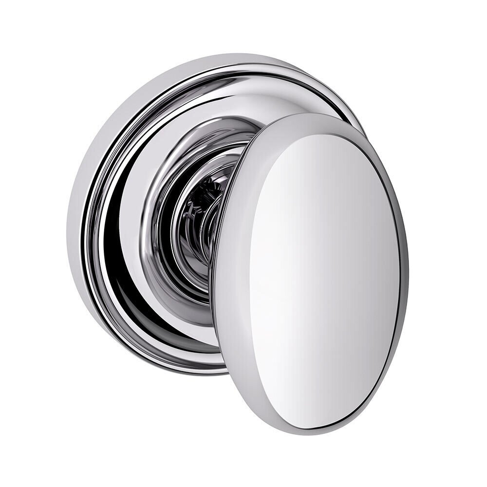 Passage Door Knob with Classic Rose in Polished Chrome