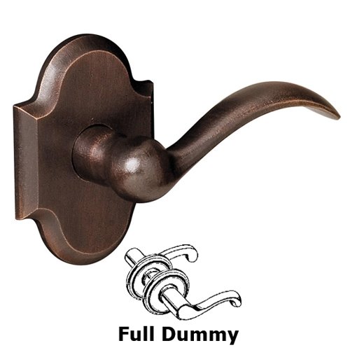 Full Dummy Door Lever with Arched Rose in Distressed Venetian Bronze