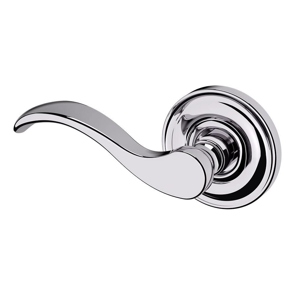 Left Handed Single Dummy Door Lever with Classic Rose in Polished Chrome