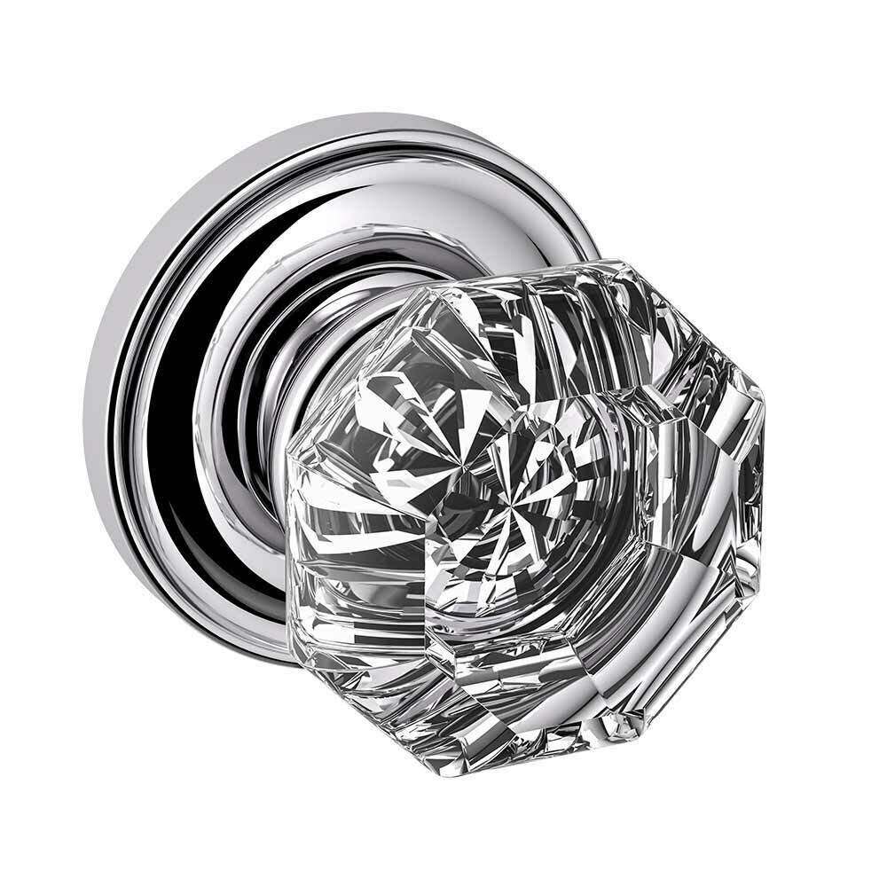 Single Dummy Door Knob with Classic Rose in Polished Chrome