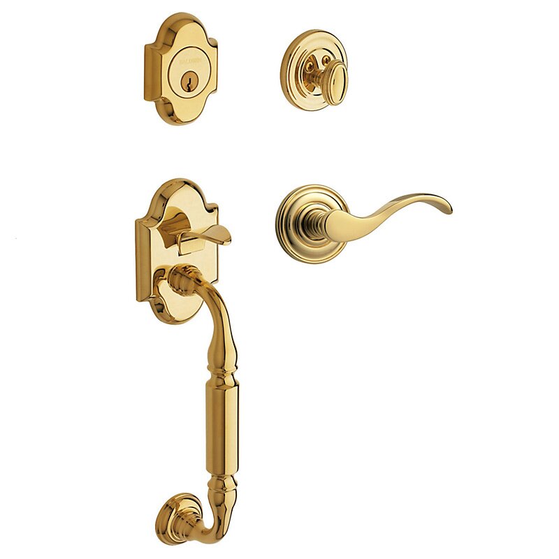 Sectional Left Handed Single Cylinder Handleset with Wave Lever in Lifetime PVD Polished Brass