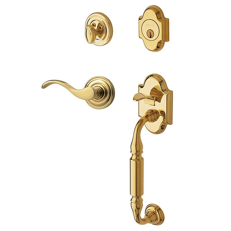 Sectional Right Handed Single Cylinder Handleset with Wave Lever in Lifetime PVD Polished Brass