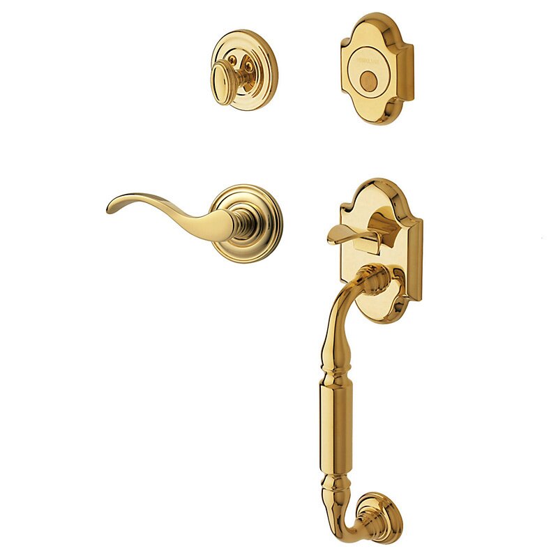 Sectional Right Handed Full Dummy Handleset with Wave Lever in Lifetime PVD Polished Brass