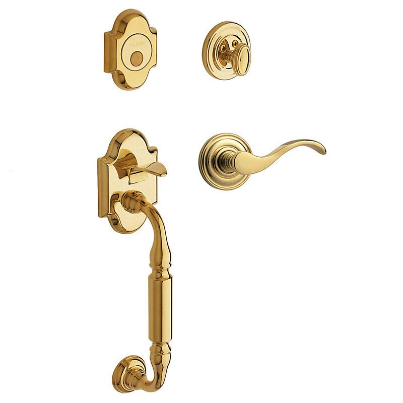 Sectional Left Handed Full Dummy Handleset with Wave Lever in Unlacquered Brass