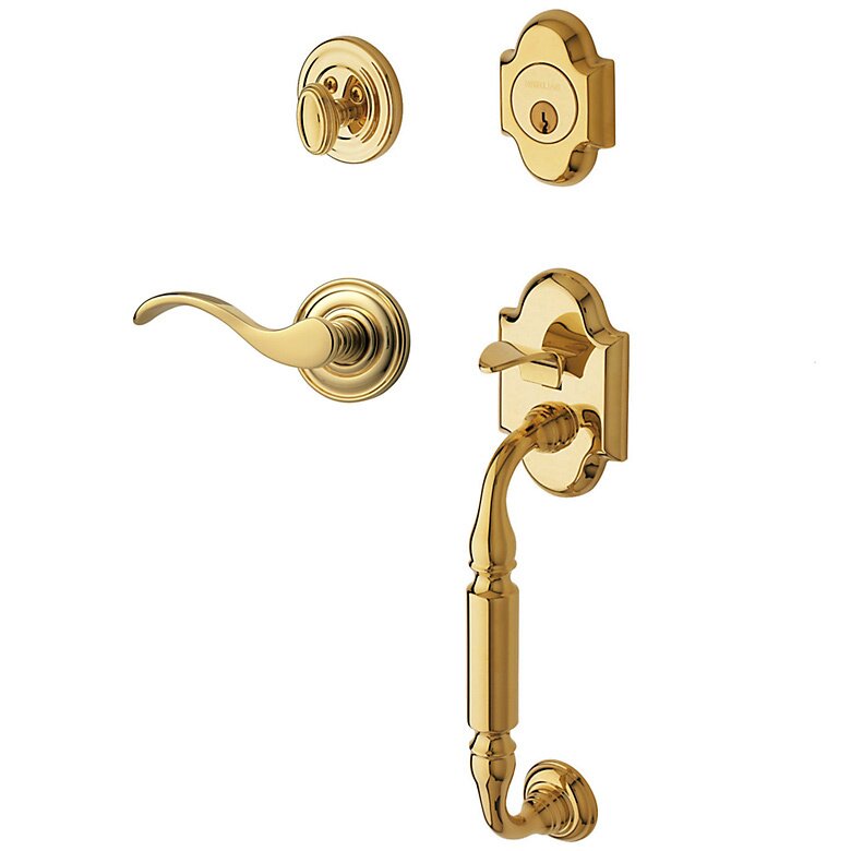 Sectional Right Handed Single Cylinder Handleset with Wave Lever in Unlacquered Brass