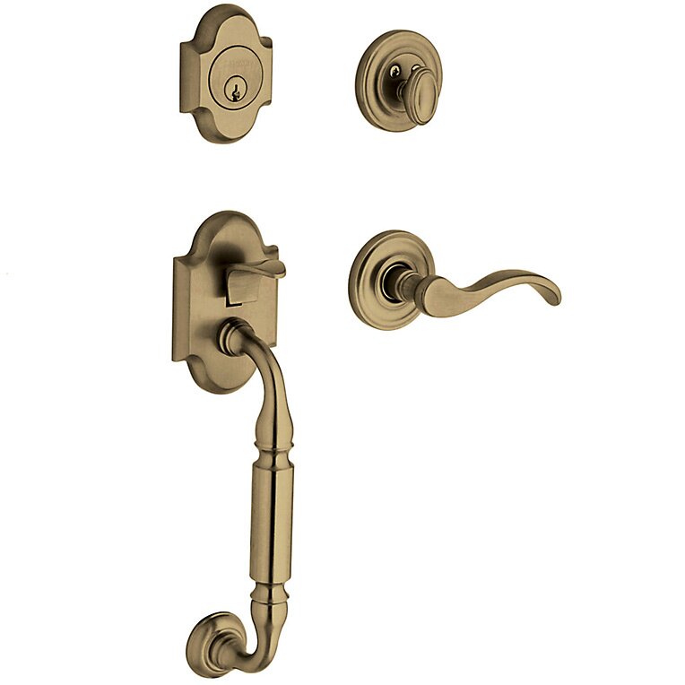 Sectional Left Handed Single Cylinder Handleset with Wave Lever in Satin Brass & Black