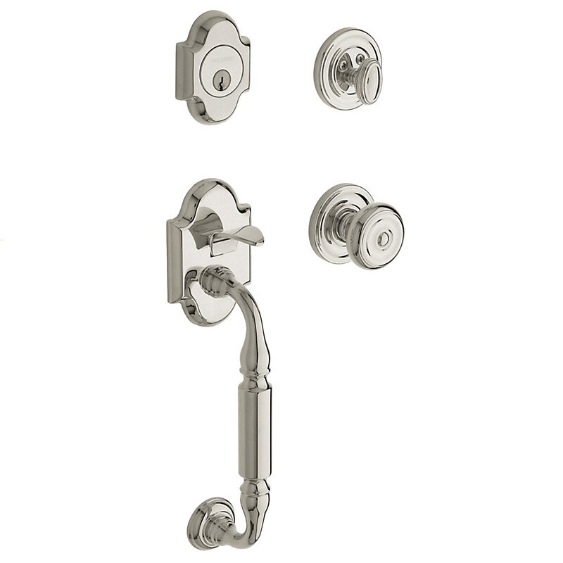 Sectional Single Cylinder Handleset with Colonial Knob in Lifetime PVD Polished Nickel