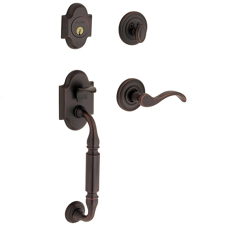 Sectional Left Handed Single Cylinder Handleset with Wave Lever in Oil Rubbed Bronze