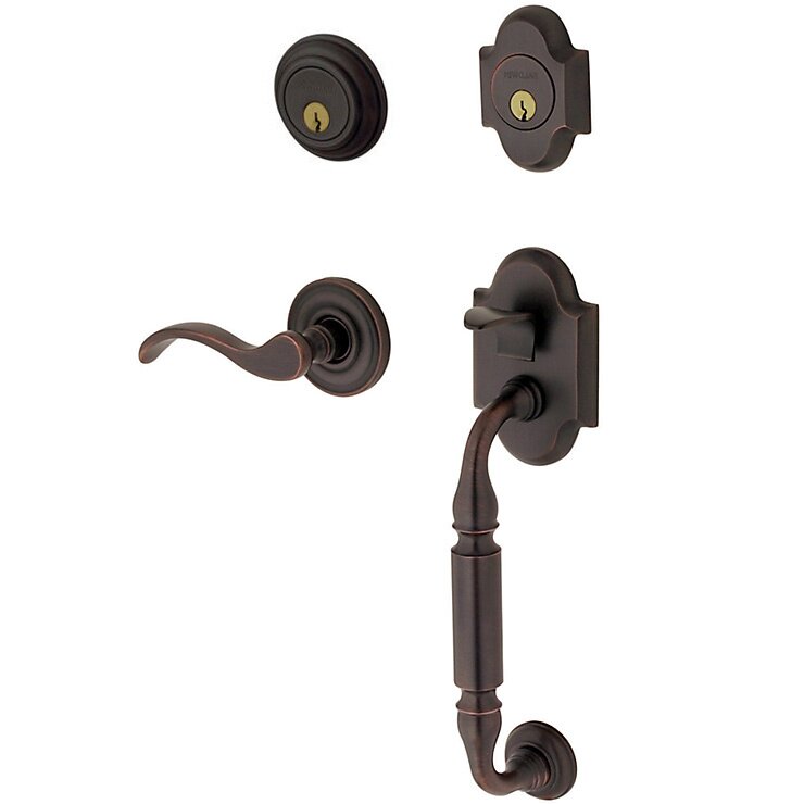 Sectional Right Handed Double Cylinder Handleset with Wave Lever in Oil Rubbed Bronze