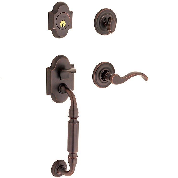Sectional Left Handed Single Cylinder Handleset with Wave Lever in Venetian Bronze