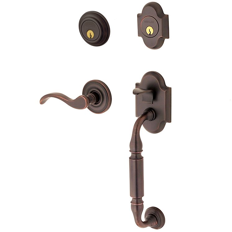Sectional Right Handed Double Cylinder Handleset with Wave Lever in Venetian Bronze