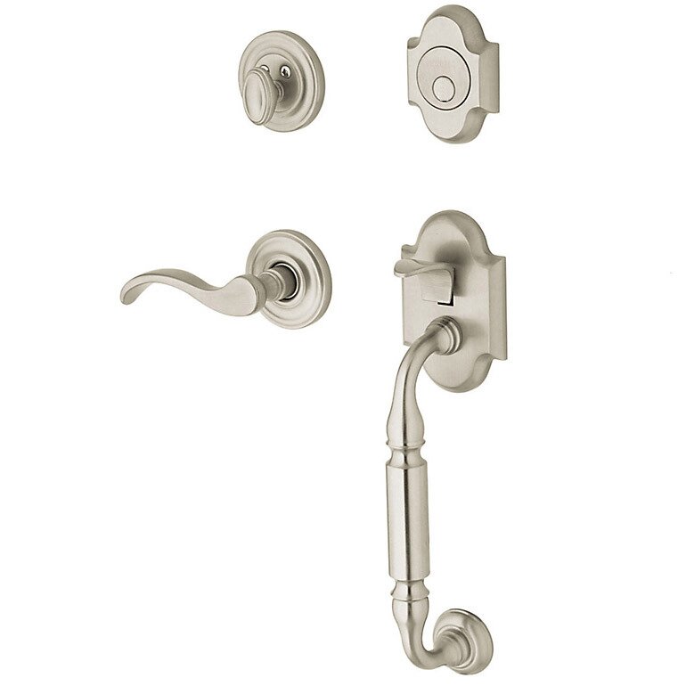 Sectional Right Handed Full Dummy Handleset with Wave Lever in Satin Nickel