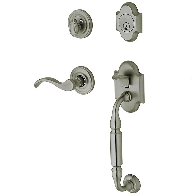 Sectional Right Handed Single Cylinder Handleset with Wave Lever in Antique Nickel