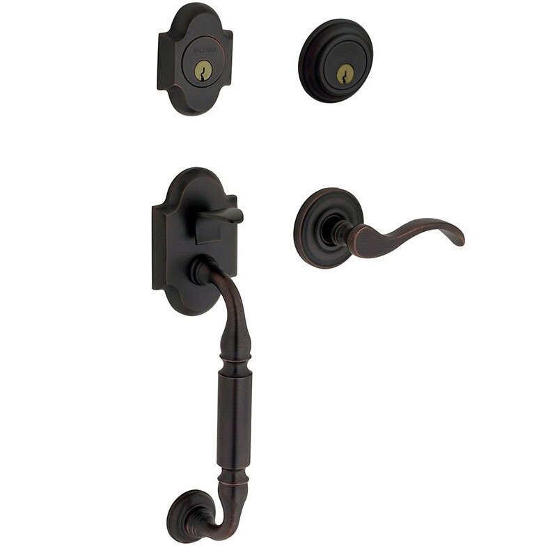 Sectional Left Handed Double Cylinder Handleset with Wave Lever in Satin Black