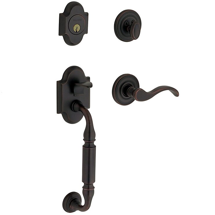 Sectional Left Handed Single Cylinder Handleset with Wave Lever in Satin Black
