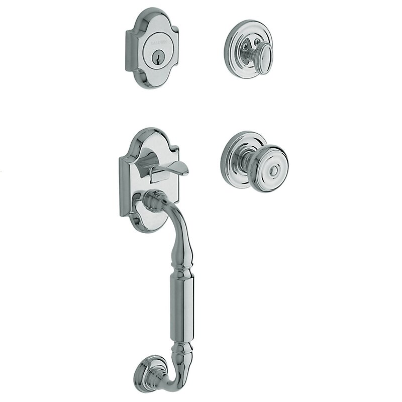 Sectional Single Cylinder Handleset with Colonial Knob in Polished Chrome