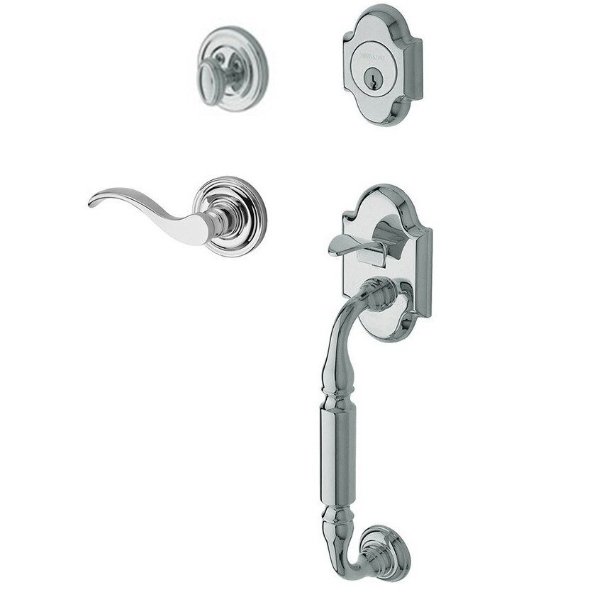 Sectional Right Handed Single Cylinder Handleset with Wave Lever in Polished Chrome